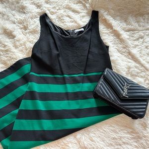 Mango green striped midi dress size 10